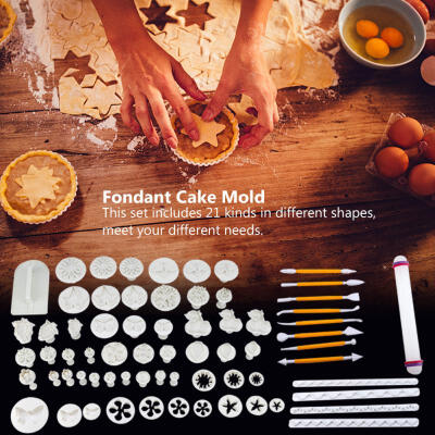 

Greensen 21 Kinds 68PCS Fondant Cutters Molds Cookies DIY Cake Decoration Pastry Baking Decor Tool