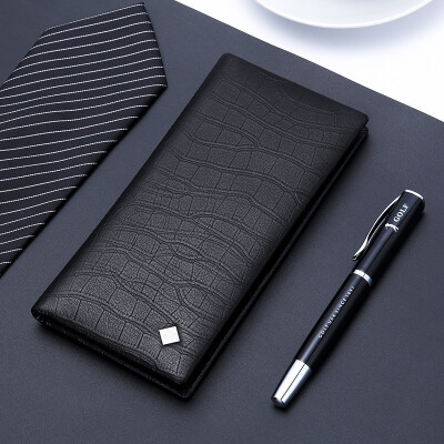 

Golf GOLF mens wallet crocodile pattern suede leather long wallet multi-card wallet Q7BV11929J black