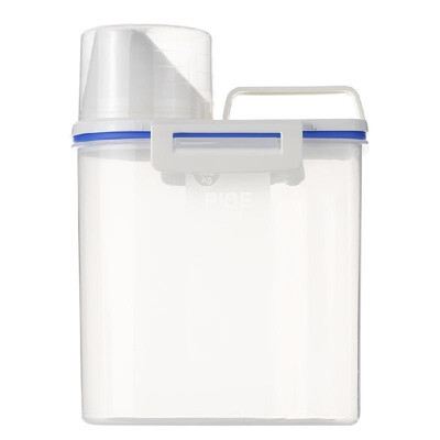 

2L Portable Plastic Rice Storage Bin Sealed Food Grain Cereal Flour Storage Box Container with Measuring Cup
