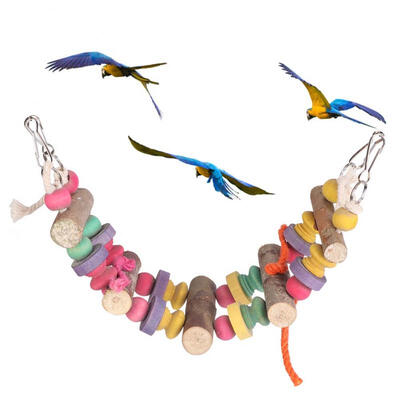 

Greensen Wood Bird Pets Hanging Swing Color Activity Play Bridge Grinding Chew Bite Cage Toy for Parrot