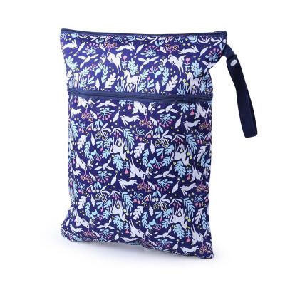 

Waterproof Reusable Wet Bag Printed Nappy Bags Diaper Bag with Two Zipper