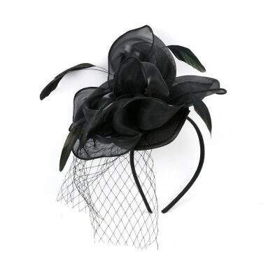 

Ladies Feather Satin Net Hat Headband Fascinator Wedding Day Race Royal Ascot