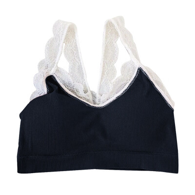 

Lace Stitching Bottoming Womens Vest Bralette Without Steel Ring Integrated Detachable Sponge bralette Bras For Women New