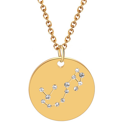 

Creative Tiny Rhinestones Collar Chain Necklace 12 Constellations Pendant Necklace