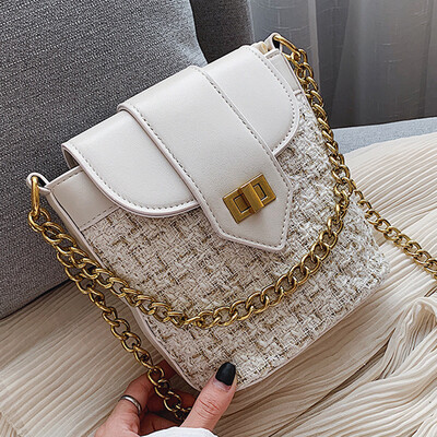 

2019 Korean version fashion new small bag collision color braided chain bag foreign air portable single shoulder oblique span bag
