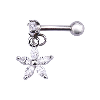 

1Pc Tragus Dangle Earring Crown Flower Heart Star Cz Stud Ear Piercing Conch Helix Cartilage Earring