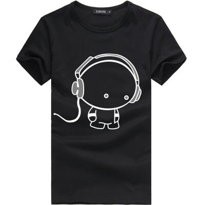 

2018 New Fashion Simple Lovely Design Men T Shirt Short Sleeve Cotton T-Shirt For Men With Headset Pattern