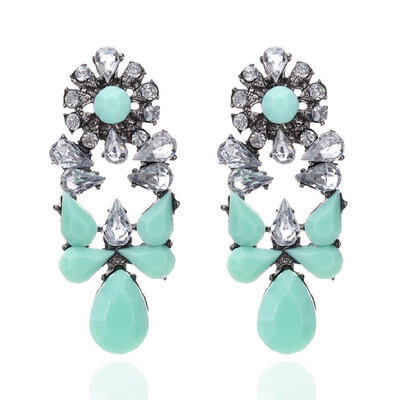 

EK808 European & American Big Brand Vintage Gem Crystal Pearl Bow Drop Earrings for Women Fashion Punk Rock Club Jewelry Brincos