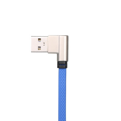 

Fast Charging 180 Degree Elbow Charger Line Zinc Alloy Usb Line Telephone Data Charger Line Type-C Blue 12m