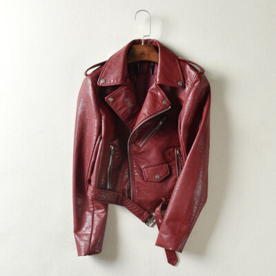 

Roseonmyhand Women Ladies The Belt Fashion Faux Leather Racing Style Biker Jacket