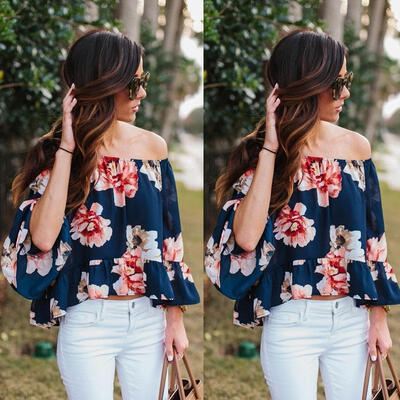 

Fashion New Women Sexy Off Shoulder Casual Blouse Summer Tops Beach T Shirt