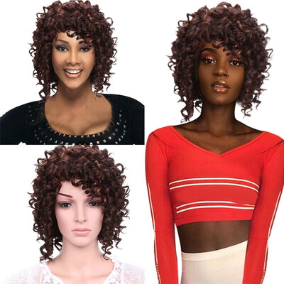 

〖Follure〗Glueless Resistant Rose hair net Front Women Brown Curls Hair Full Wig
