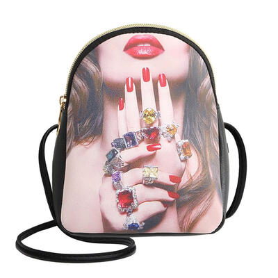 

Fashion Women PU Leather Character Print Shoulder Bags Casual Crossbody Bag