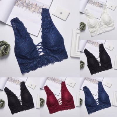 

Women Sexy Crochet Floral Lace Crop Top V Neck Camisole Bra Vest