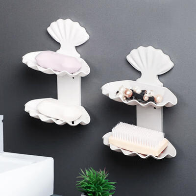 

Greensen Double Layer Wall Mounted Shell Water-proof Bathroom Storage Rack Shelf