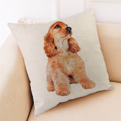 

Siaonvr Happy Pet Dog Animal Pillow Cases Cotton Linen Sofa Cushion Cover Home Decor