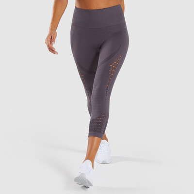 

Tailored Ladie Hollow-out High-waist Hip-up Yoga Pants Leisure Running Seven-minut Pants