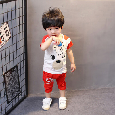 

2PC Toddler Kids Baby Boy Cartoon Printed T shirt Tops Shorts Outfits Set