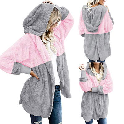 

Roseonmyhand Womens Oversized Open Front Hooded Draped Pockets Cardigan Coat