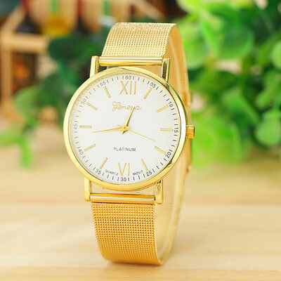 

〖Follure〗Fashion Gayly Women Girls Gold Geneva Quartz Stainless Steel Wrist Watch