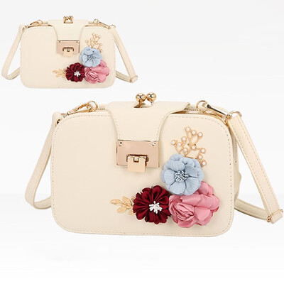 

Tailored Fashion Women Vintage Leather Pearl Messenger Bags Retro Flower Crossbody Bags