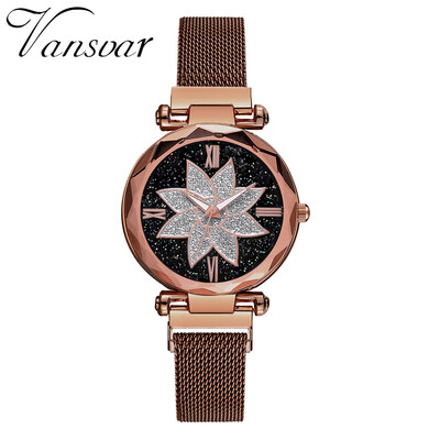 

Best Selling Women Mesh Magnet Buckle Starry Sky Watch Casual Luxury Women Geometric Surface Quartz Watches Relogio Feminino50