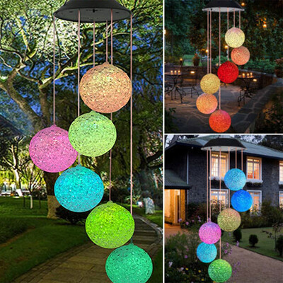 

Siaonvr Solar Powered Wind Chime Light LED Garden Hanging Spinner Lamp Color Changing