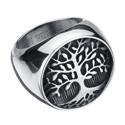 

Fashion Tree of Life Stainless Steel Wedding Ring Biker Mens Finger Rings Gift Size