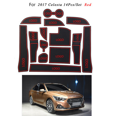 

14pcsset Door Slots Cup Holder Storage Box Non-slip Groove Mat Replacement For Hyundai Celesta 2017
