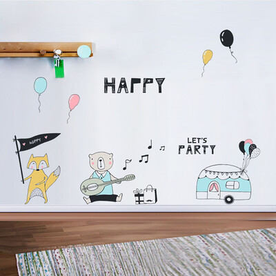 

〖Follure〗Cartoon Wall Sticker Animal Music Birthday Party Theme Wall Sticker