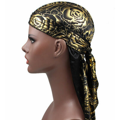 

Men Women Velvet Silky Durag Hat Bandanna Turban Long Tail Pirate Cap Headwear