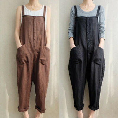 

Women Dungarees Harem Strap Pants Loose Jumpsuit Trousers Overalls Pants UK