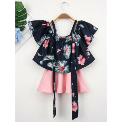 

US Summer Newborn Baby Girl Floral Clothes Off Shoulder Top Shorts Skirt Outfit