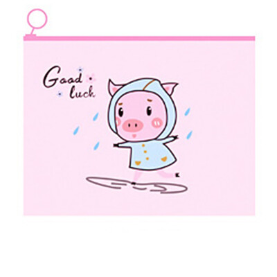 

Cute Pink Pig Pencil Case Transparent Pencil Case Creative Stationery School Supplies Ring Zipper Pouch Girls Gift