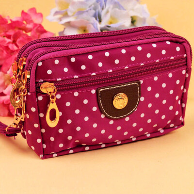 

Fashion Women Round Dot Zipper Handbag Clutches Coin Phone Key Bag Pouch Purse