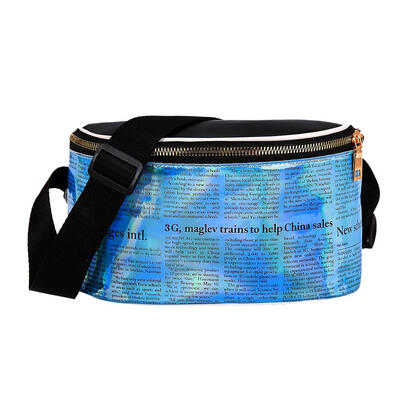 

Newspaper Print Shoulder Bag Women Waist Pack Zip Crossbody Leather Bags