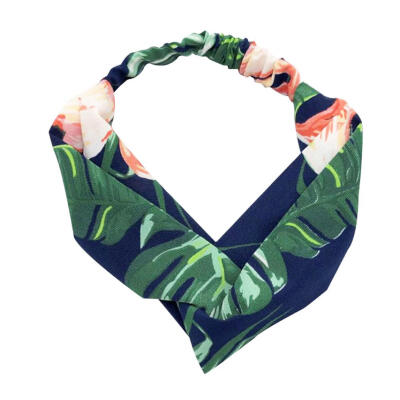 

Women Fashion Banana Leaf Flamingo Cross Hair Band Elastic Headband Headwear