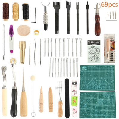 

69 PcsSet Leather tools Craft Kit Hand Tools Kit for Hand Sewing Stitching Stamping Set&Saddle Making Sewing