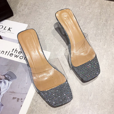 

Sandals women transparent belt 2019 new Korean version of small fresh high-heeled fairy sexy thick-heeled sandals women summer wea