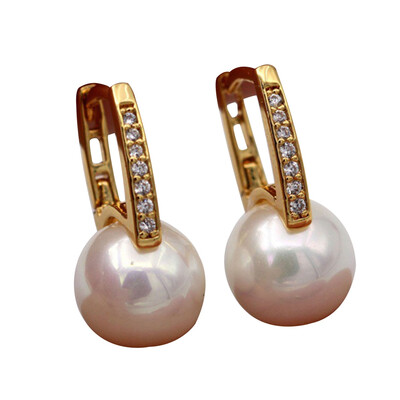 

Earring Gold Filled Zircon Pearl Gemstone Topaz Bridal Party Women Diamond Hoop Earrings