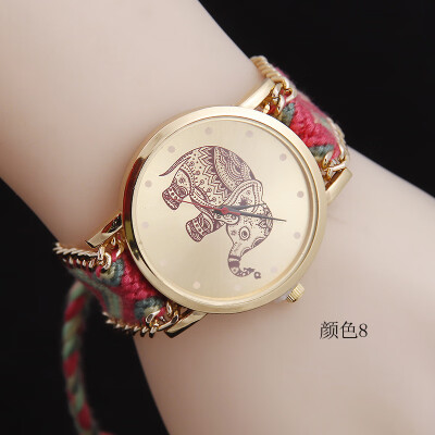 

New trend fashion ladies elephant watch woven ribbon quartz watch female models hot sale