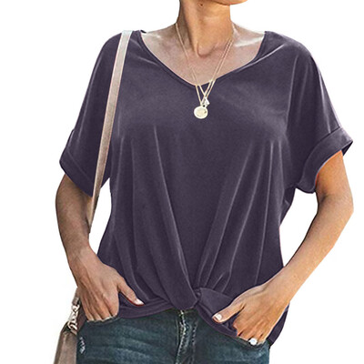 

Starmoon Women Casual Short Sleeve T-shirt Casual Loose Soild V Neck Top Blouse