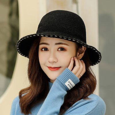 

Fallwinter new Korean leisure tide ladies knitted wool hat solid color wool warm Joker basin cap fisherman hat