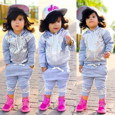 

Cute Kids Baby Girl Sequin Hooded Tops Pants Leggings 2Pcs Outfits Clothes 1-6Y