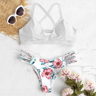 

Roseonmyhand WWomens Bikini Cut Flower Two Piece Swimsuit Pushups Swimwear Beachwear