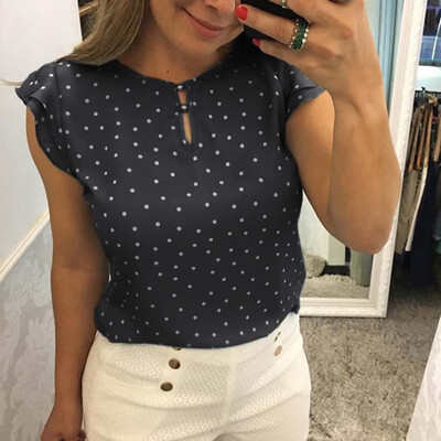 

Nomeni Women Casual Floral Print Blouse Short Sleeve Loose Top Shirt Tee