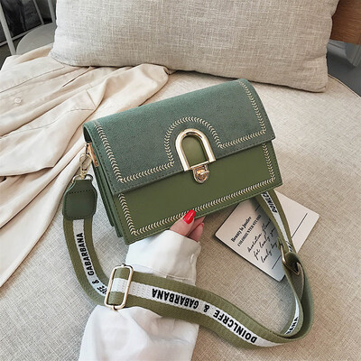 

Bag female new fashion embroidery line shoulder Messenger bag wild broadband lock small square bag tide