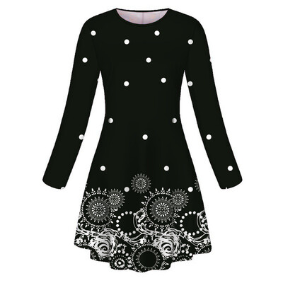 

Tailored Women Long Sleeved Floral Print Dress Casual Fashion Autumn Dresses