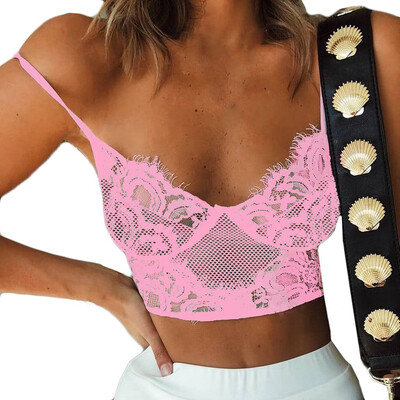 

Toponeto Women Vest Crop Lace Wire Free Bra Lingerie Sexy V-Neck Underwear Camisole -3XL