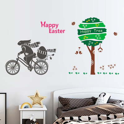 

〖Follure〗Happy Easter Rabbit Vinyl Decal Art Wall Sticker DIY Home Room Decor